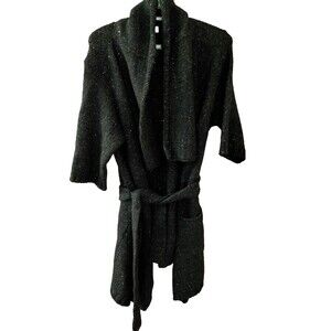 Bruno Manetti Cashmere Wool Blend Black Sequined Longline Cardigan PLZ RD